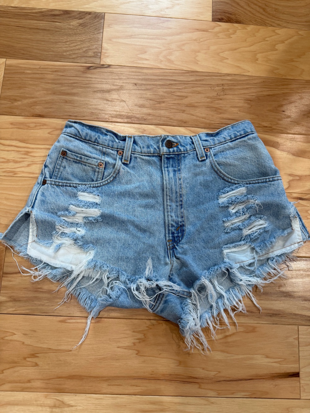 Furst of a Kind Reworked Levi’s Denim Shorts 30 Distressed High Rise Cutoff